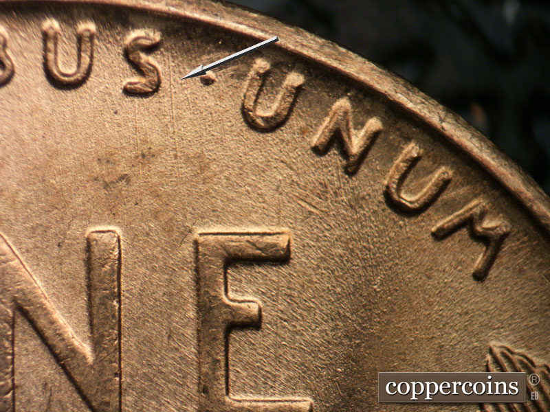 Die-stage B marker on 1952S•1MM•028 (1952 Repunched Mint Mark).