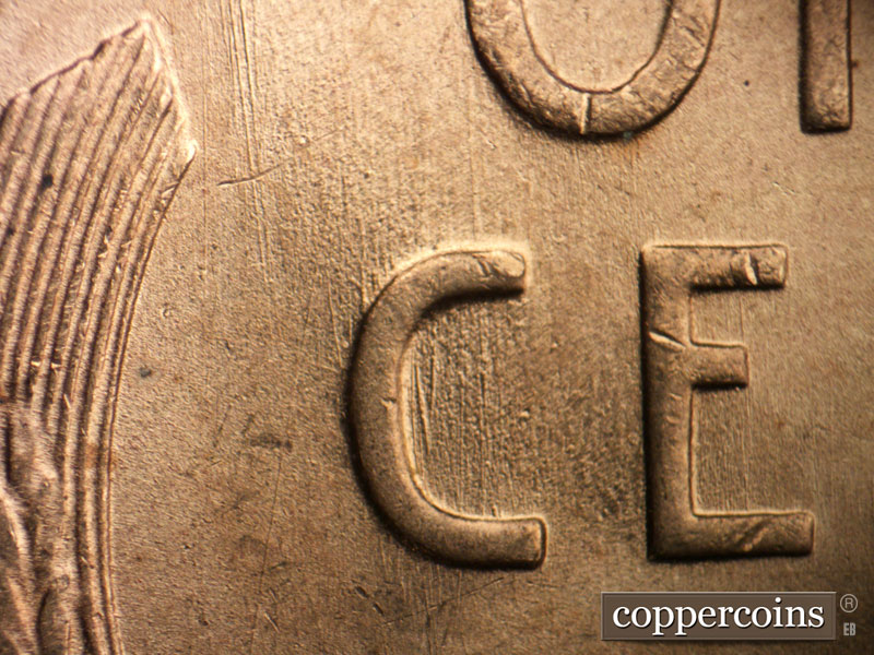 Die-stage B marker on 1952S•1MM•028 (1952 Repunched Mint Mark).