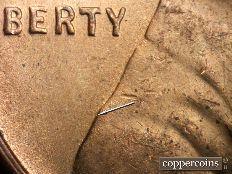 Die-stage B marker on 1952S•1MM•029 (1952 Repunched Mint Mark).