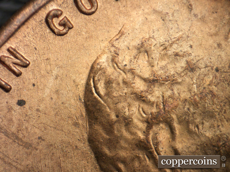 Die-stage B marker on 1952S•1MM•029 (1952 Repunched Mint Mark).