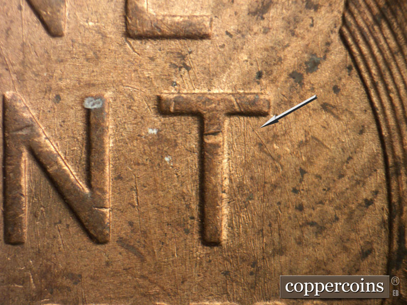 Die-stage B marker on 1952S•1MM•029 (1952 Repunched Mint Mark).