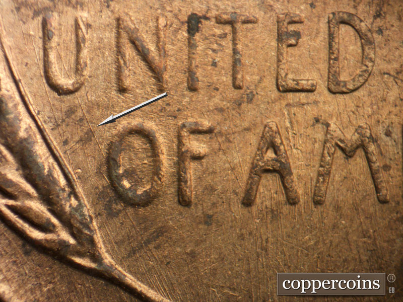 Die-stage B marker on 1952S•1MM•029 (1952 Repunched Mint Mark).