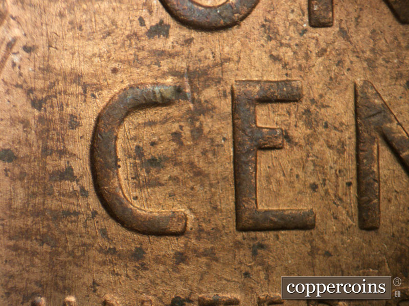 Die-stage B marker on 1952S•1MM•029 (1952 Repunched Mint Mark).