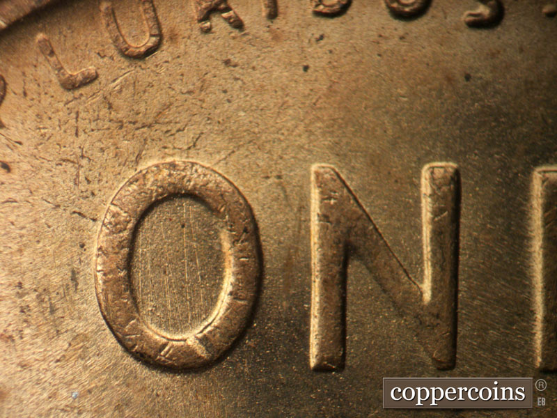 Die-stage B marker on 1952S•1MM•030 (1952 Repunched Mint Mark).