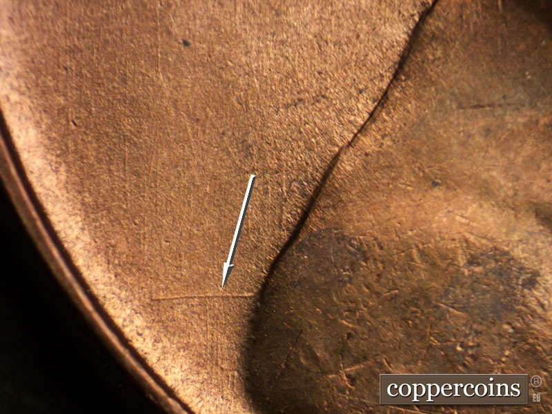 Die-stage B marker on 1952S•1MM•031 (1952 Repunched Mint Mark).