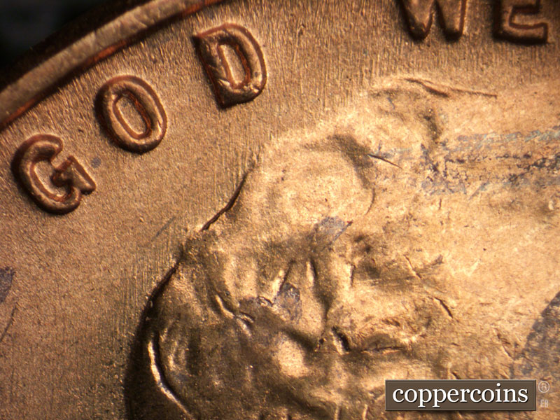 Die-stage B marker on 1952S•1MM•031 (1952 Repunched Mint Mark).