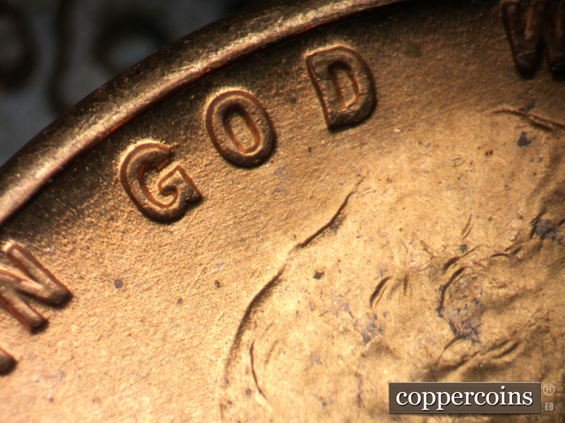Die-stage B marker on 1952S•1MM•032 (1952 Repunched Mint Mark).