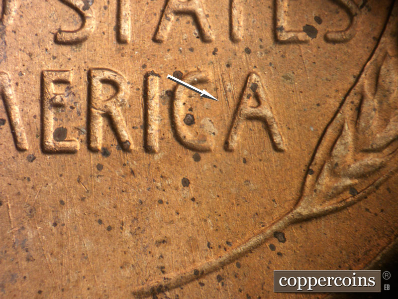 Die-stage B marker on 1952S•1MM•032 (1952 Repunched Mint Mark).