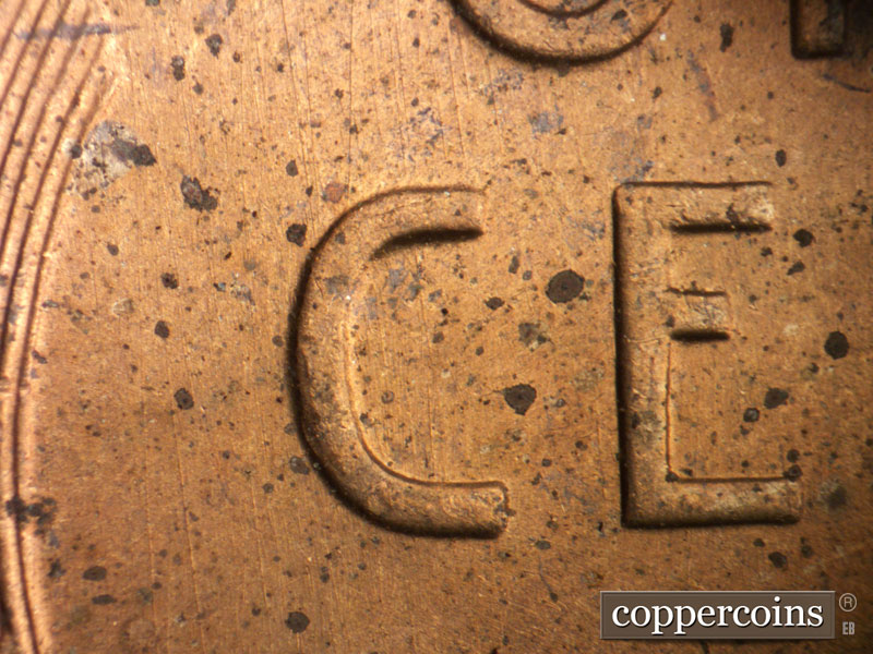 Die-stage B marker on 1952S•1MM•032 (1952 Repunched Mint Mark).