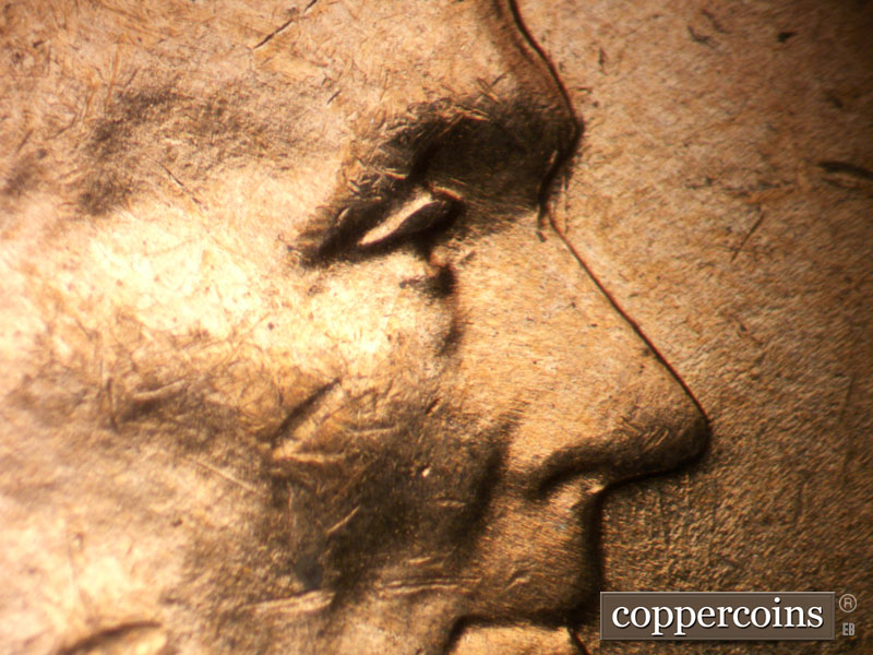 1953 Lincoln cent obverse, CopperCoins die 1953D•1DO•007.