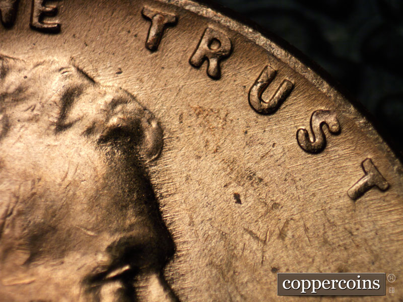 Die-stage B marker on 1953D•1MM•001 (1953 Repunched Mint Mark).