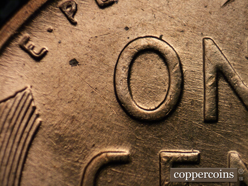 Die-stage B marker on 1953D•1MM•001 (1953 Repunched Mint Mark).