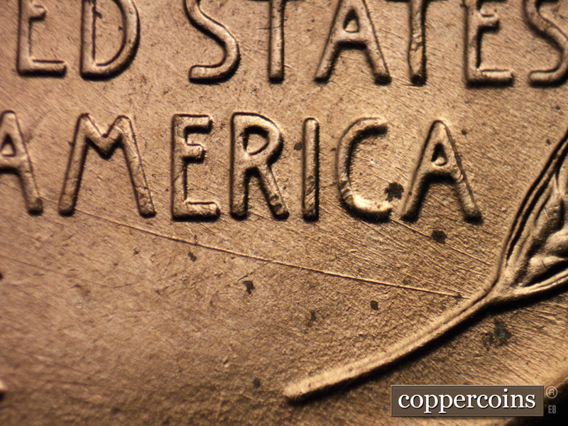 Die-stage B marker on 1953D•1MM•001 (1953 Repunched Mint Mark).