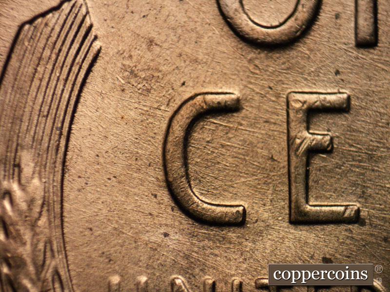 Die-stage B marker on 1953D•1MM•001 (1953 Repunched Mint Mark).