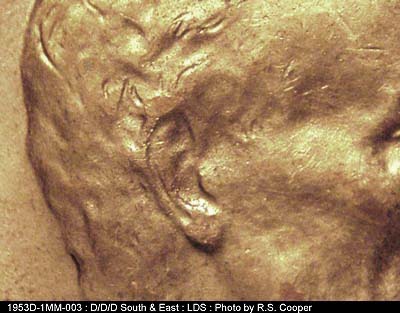 Die-stage C marker on 1953D•1MM•003 (1953 Repunched Mint Mark).