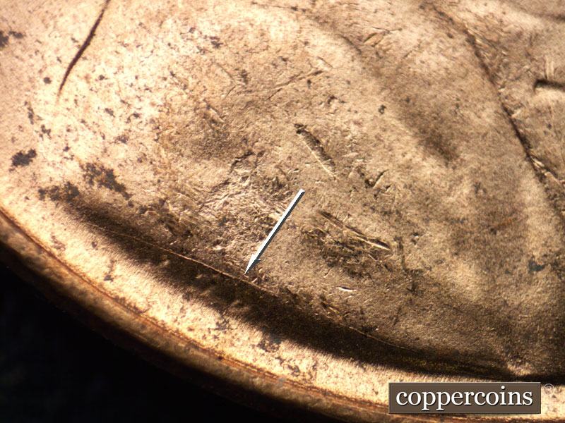 Die-stage B marker on 1953D•1MM•004 (1953 Repunched Mint Mark).