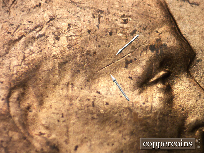 Die-stage C marker on 1953D•1MM•004 (1953 Repunched Mint Mark).