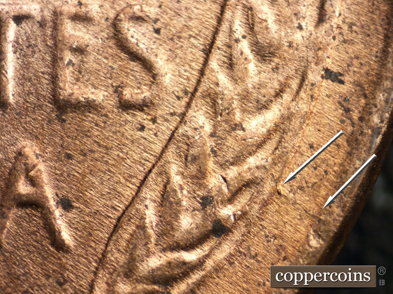 Die-stage C marker on 1953D•1MM•004 (1953 Repunched Mint Mark).