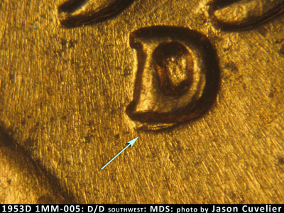 1953 Lincoln cent obverse, CopperCoins die 1953D•1MM•005.