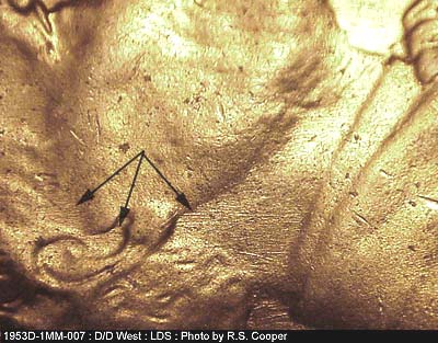 Die-stage C marker on 1953D•1MM•007 (1953 Repunched Mint Mark).