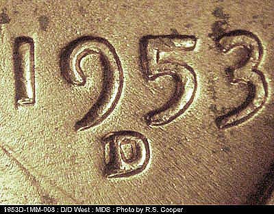 1953 Lincoln cent obverse, CopperCoins die 1953D•1MM•008.