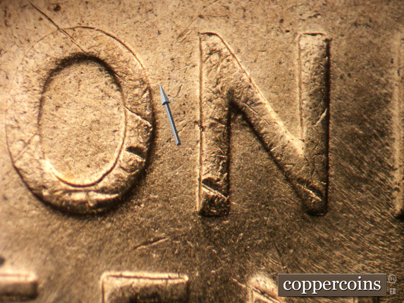 Die-stage B marker on 1953D•1MM•009 (1953 Repunched Mint Mark).
