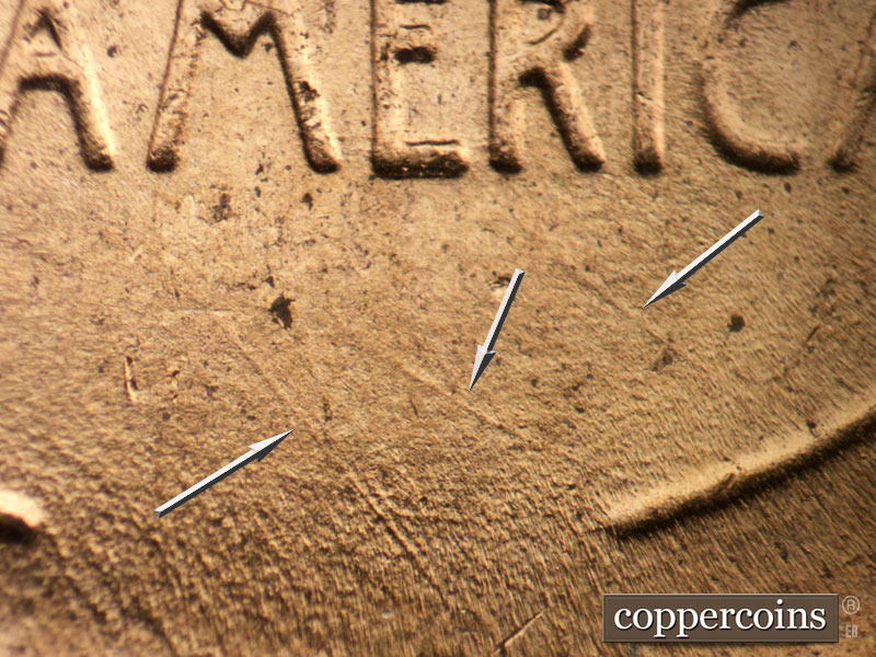Die-stage B marker on 1953D•1MM•009 (1953 Repunched Mint Mark).