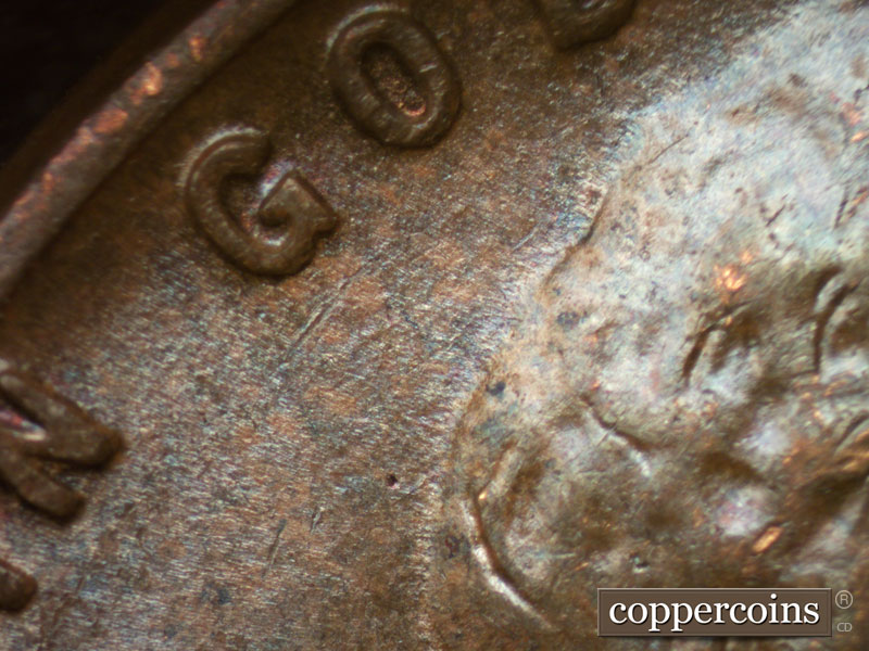 Die-stage B marker on 1953D•1MM•010 (1953 Repunched Mint Mark).