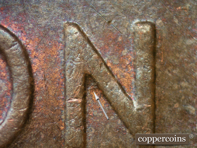 Die-stage B marker on 1953D•1MM•010 (1953 Repunched Mint Mark).