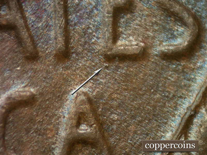 Die-stage B marker on 1953D•1MM•010 (1953 Repunched Mint Mark).