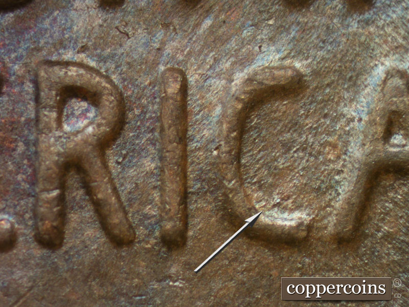 Die-stage B marker on 1953D•1MM•010 (1953 Repunched Mint Mark).