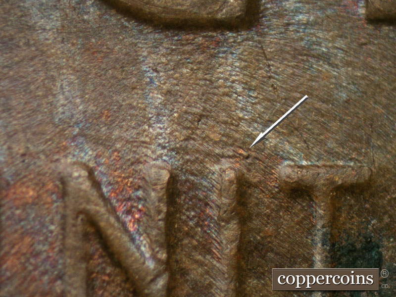 Die-stage B marker on 1953D•1MM•010 (1953 Repunched Mint Mark).