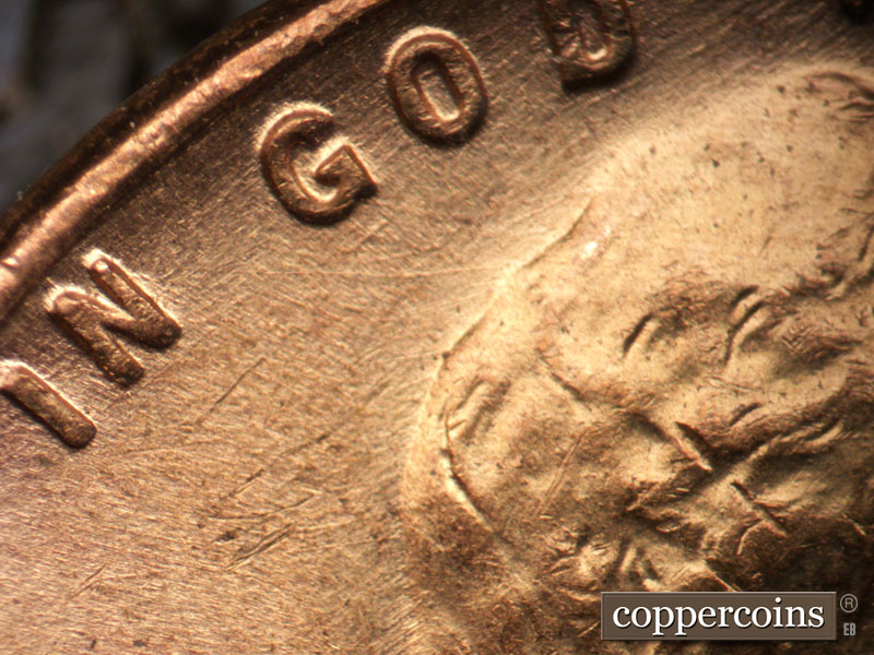 Die-stage B marker on 1953D•1MM•011 (1953 Repunched Mint Mark).