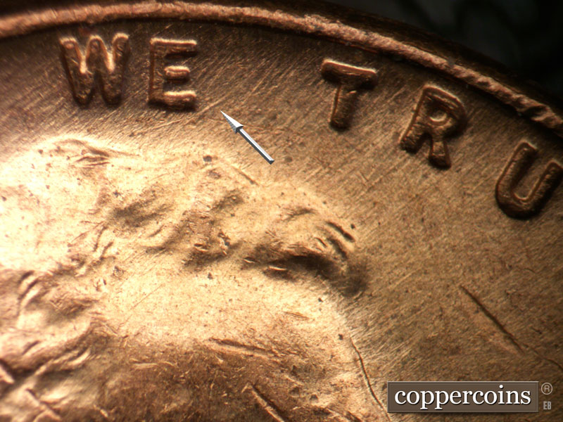 Die-stage B marker on 1953D•1MM•011 (1953 Repunched Mint Mark).