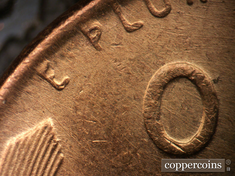 Die-stage B marker on 1953D•1MM•011 (1953 Repunched Mint Mark).