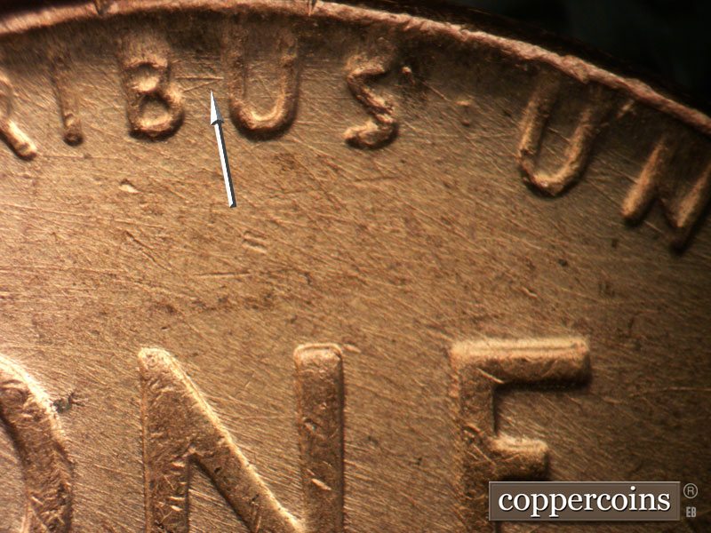 Die-stage B marker on 1953D•1MM•011 (1953 Repunched Mint Mark).