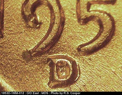 1953 Lincoln cent obverse, CopperCoins die 1953D•1MM•012.