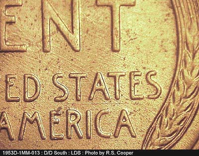Die-stage C marker on 1953D•1MM•013 (1953 Repunched Mint Mark).