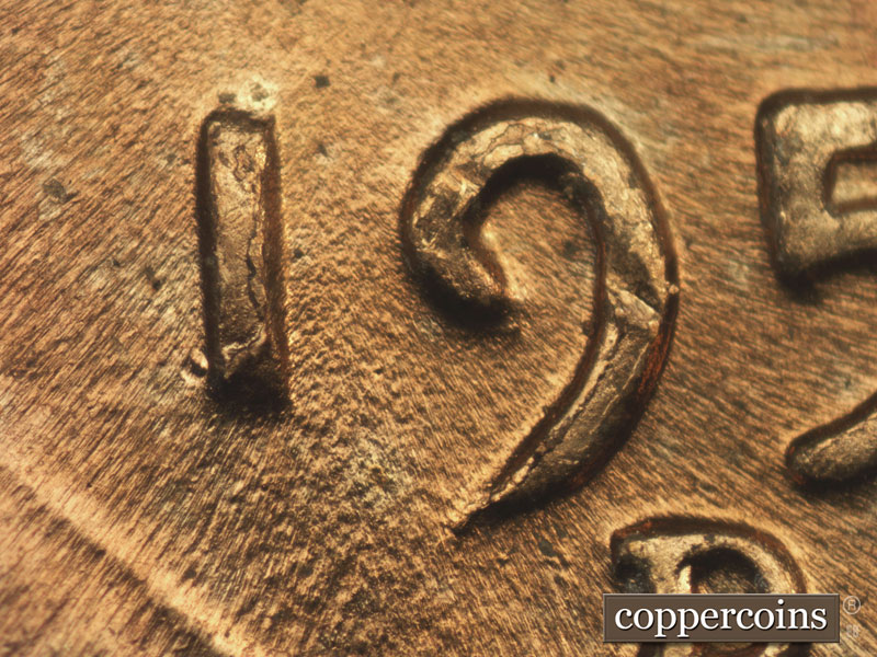 Die-stage C marker on 1953D•1MM•017 (1953 Repunched Mint Mark).