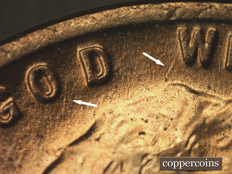 Die-stage C marker on 1953D•1MM•017 (1953 Repunched Mint Mark).
