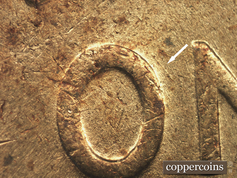 Die-stage C marker on 1953D•1MM•017 (1953 Repunched Mint Mark).