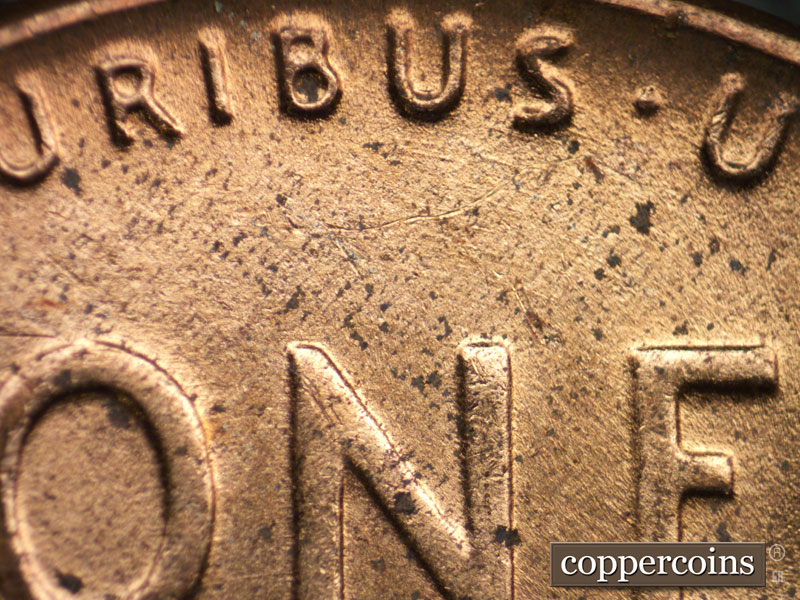 Die-stage B marker on 1953D•1MM•018 (1953 Repunched Mint Mark).