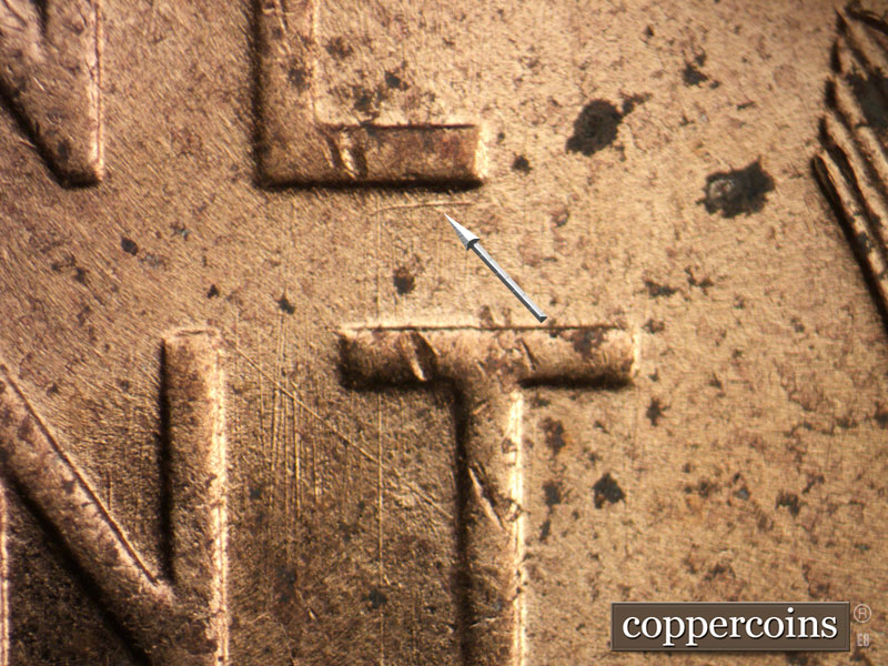 Die-stage B marker on 1953D•1MM•019 (1953 Repunched Mint Mark).