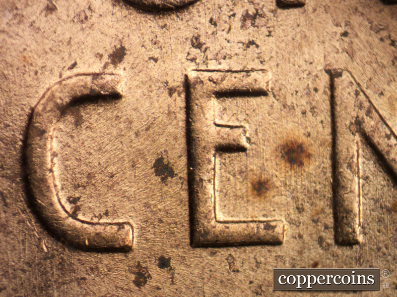Die-stage B marker on 1953D•1MM•019 (1953 Repunched Mint Mark).