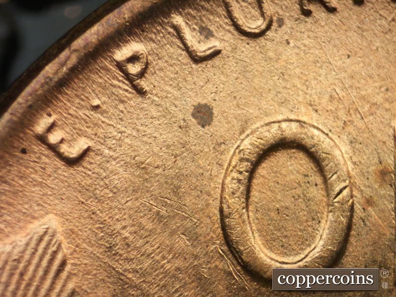 Die-stage B marker on 1953D•1MM•022 (1953 Repunched Mint Mark).