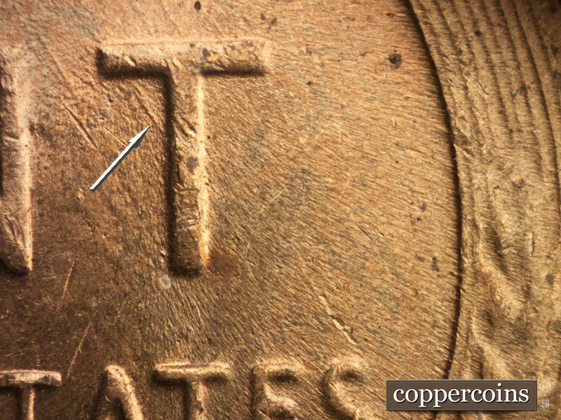 Die-stage B marker on 1953D•1MM•022 (1953 Repunched Mint Mark).