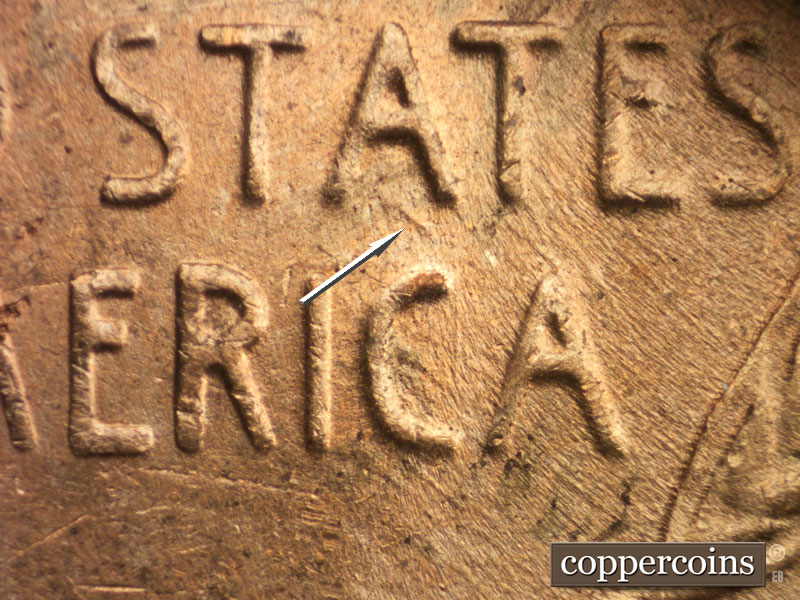 Die-stage B marker on 1953D•1MM•022 (1953 Repunched Mint Mark).