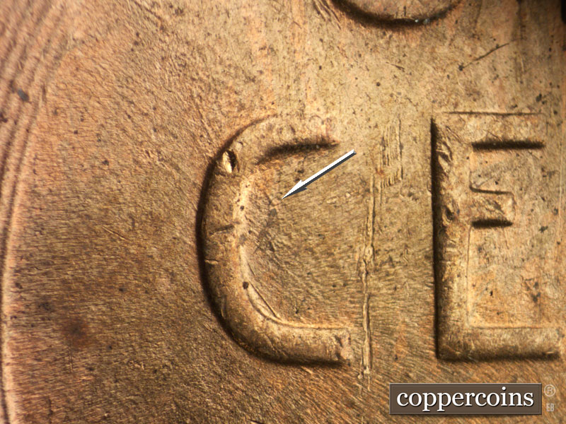 Die-stage B marker on 1953D•1MM•022 (1953 Repunched Mint Mark).
