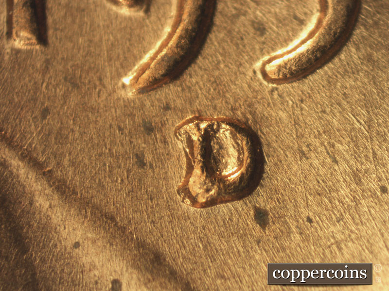 Die-stage A marker on 1953D•1MM•023 (1953 Repunched Mint Mark).