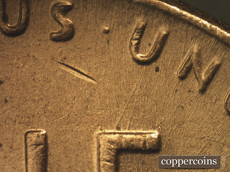 Die-stage A marker on 1953D•1MM•023 (1953 Repunched Mint Mark).